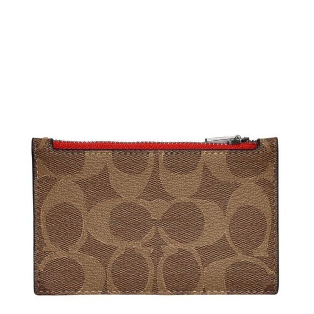COACH 2PC Everett Crossbody Dbl Sided Charcoal Khaki / Khaki Red & Card Case NWT - Picture 15 of 16